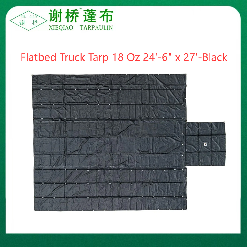 18oz síkágyas teherautó Tarp 24 "-6" "x27" (8 "csepp) -black